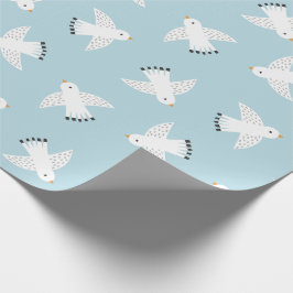 Papel De Regalo Gaviotas cortas en azul claro
