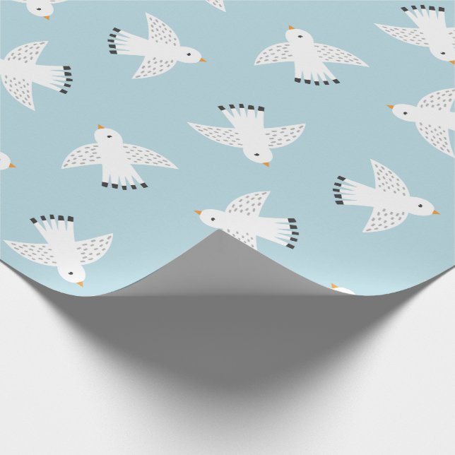 Papel De Regalo Gaviotas cortas en azul claro (Esquina)