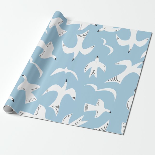 Papel De Regalo Gaviotas en vuelo (Desenrollado)