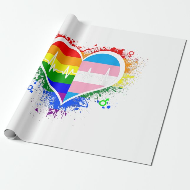 Papel De Regalo Gay Lesbian Gay Lesbiana LGBT Gay Heartbeat L (Desenrollado)