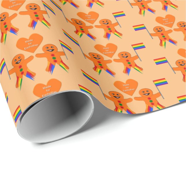 Papel De Regalo Gay Men Navidades Gingerbread Pareja (Esquina del rollo)