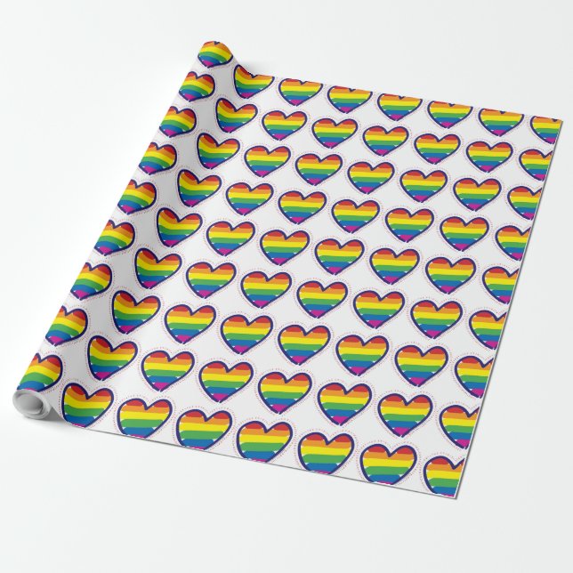 Papel De Regalo Gay Pride Love Heart (Desenrollado)