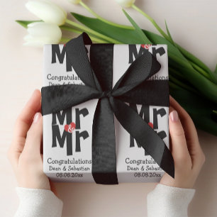 Papel De Regalo Gay Sr. Y Sr. Bold Boda Moderno Personalizado