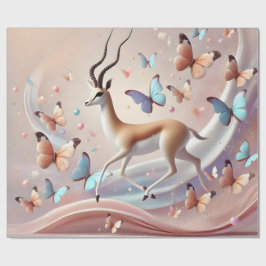 Papel De Regalo Gazelle and Butterflies Fantasy Art