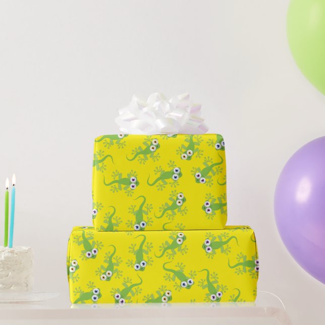 Papel De Regalo Gecko Lizards Birthday Party Cute Kids (Regalos de fiesta)