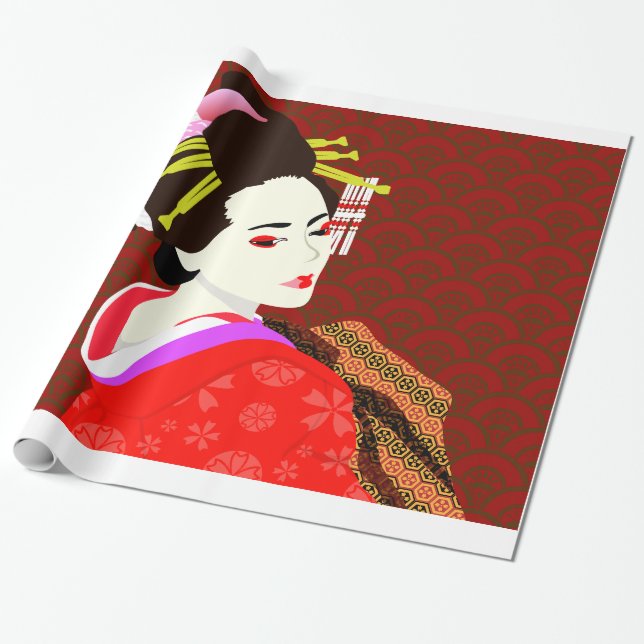 Papel De Regalo Geisha Japanese style (Desenrollado)