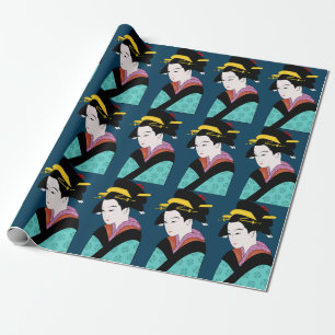 Papel De Regalo Geisha japonés lindo