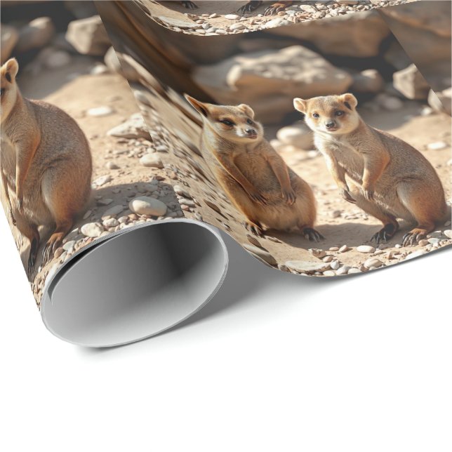 Papel De Regalo Gemelas Quokka Australianas, (Esquina del rollo)