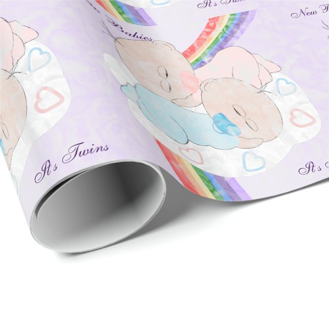 Papel De Regalo Gemelos del bebé del arco iris modificados para (Esquina del rollo)