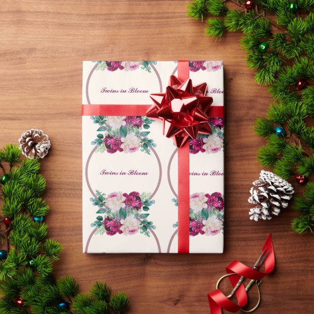 Papel De Regalo Gemelos en Baby Shower en flor (Regalo de vacaciones)
