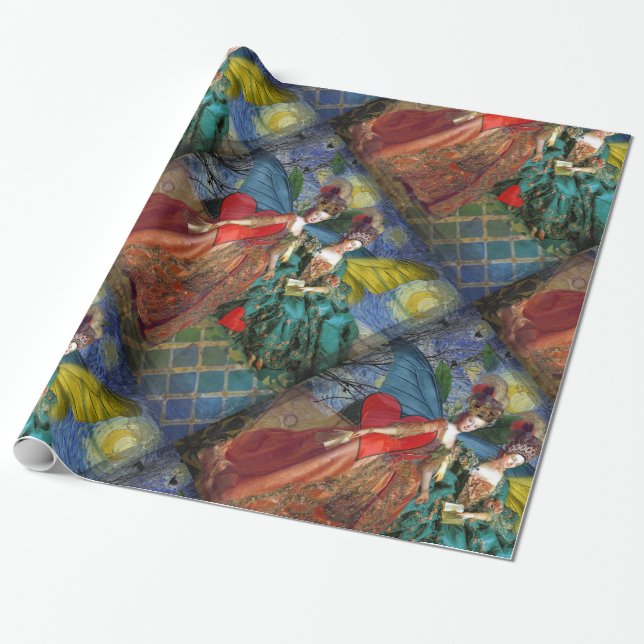 Papel De Regalo Géminis Gítico clásico Mujer mariposa (Desenrollado)