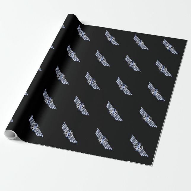 Papel De Regalo General Air Pilot Chrome como Star Wings Black (Desenrollado)