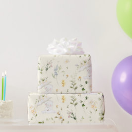 Papel De Regalo Género del oso verde Baby Shower floral neutro