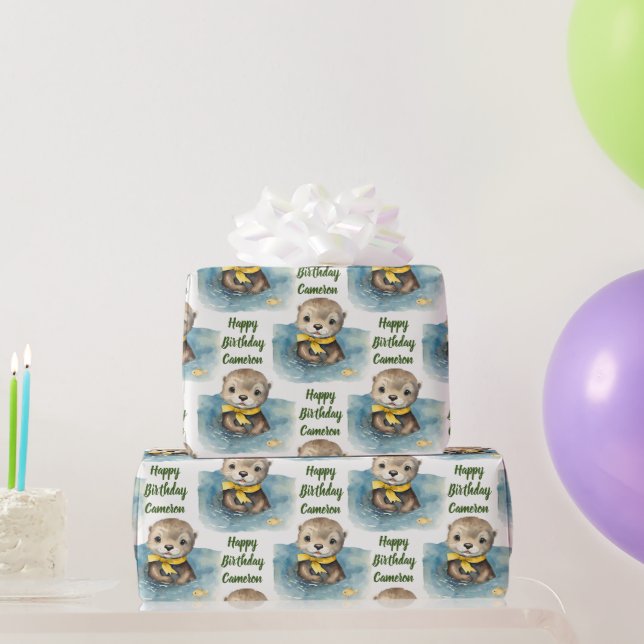 Papel De Regalo Género personalizado de Otter para bebés Neutral (Regalos de fiesta)