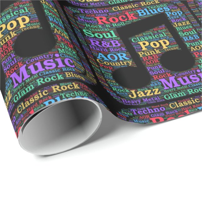 Papel De Regalo Géneros musicales coloridos (Esquina del rollo)