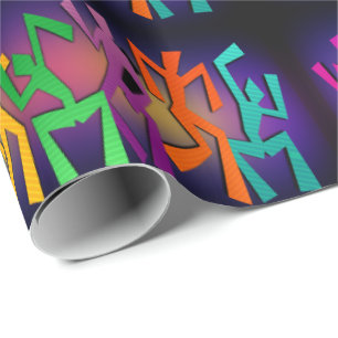 Papel De Regalo Gente de palo de colores de neón bailable