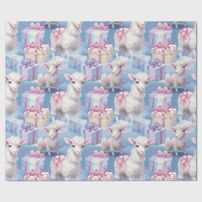 Papel De Regalo Gentil Pastel Lambs y Regalos (Costura)