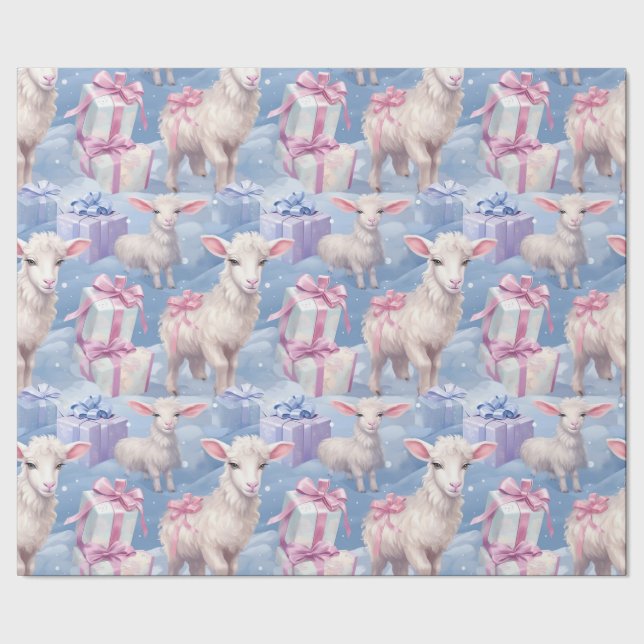 Papel De Regalo Gentil Pastel Lambs y Regalos (Costura)