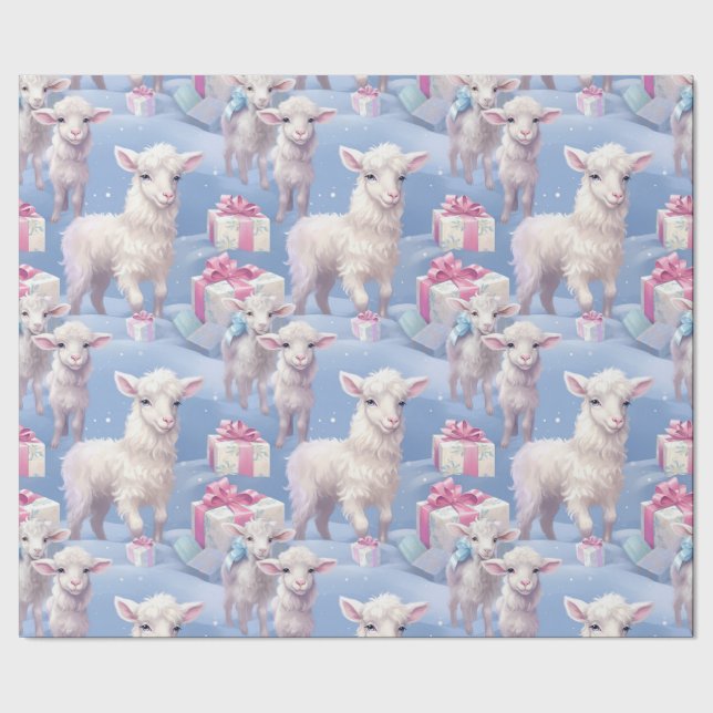 Papel De Regalo Gentil Pastel Lambs y Regalos (Costura)