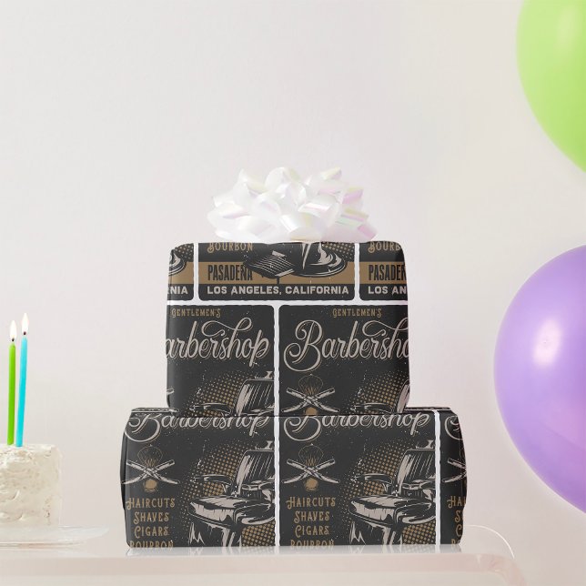 Papel De Regalo Gentlemen’s Barbershop Retro Haircuts Shaves (Subido por el creador)