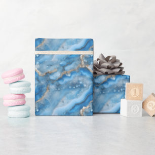Papel De Regalo Geoda Azul y Dorada