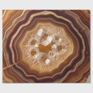 Papel De Regalo Geoda de Ágata Dorada Cuarzo Cristal Primer Plano