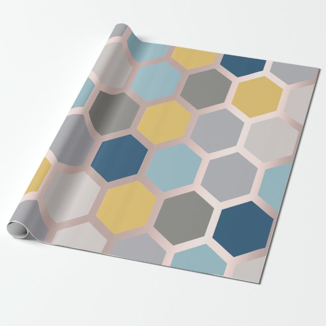 Papel De Regalo Geometría azul rosa amarillo amarillo amarillo ros (Desenrollado)