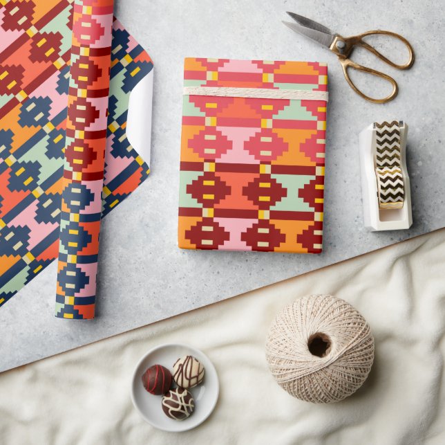 Papel De Regalo Geometría Boho Moderna (Artesanía)