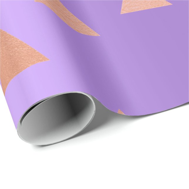 Papel De Regalo Geometría de cobre rosado de oro triángulos púrpur (Esquina del rollo)