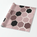Papel De Regalo Geometría de oro de Rosa Mauve rosa Hexagon<br><div class="desc">elegancia de diseño florenceK en formas geométricas</div>