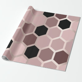 Papel De Regalo Geometría de oro de Rosa Mauve rosa Hexagon