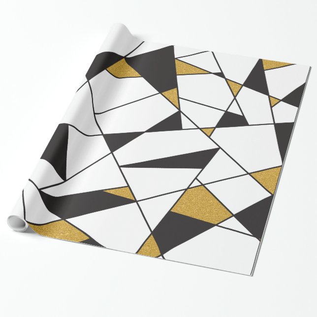 Papel De Regalo Geometría del arte moderno - negra y blanco con (Desenrollado)