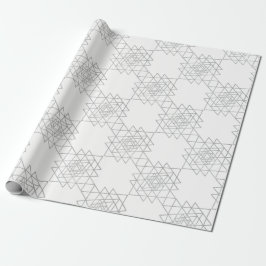 Papel De Regalo Geometría del hexágono de Gris plateado metálico b