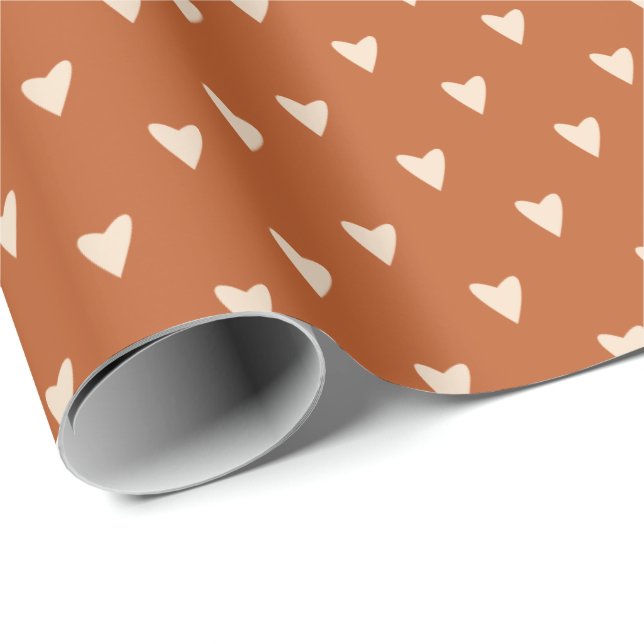 Papel De Regalo Geometría en amor - crema en ocre rojo - patrón. (Esquina del rollo)