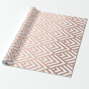 Papel De Regalo Geometría tribal de escalas blancas de oro Rosa Ar