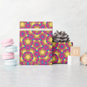 Papel De Regalo Geometric Kaleidoscopic Mandala Yellow and Pink