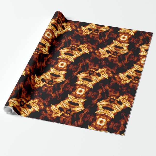 Papel De Regalo Geometric Triangles Naranja Brown Black Resumen (Desenrollado)