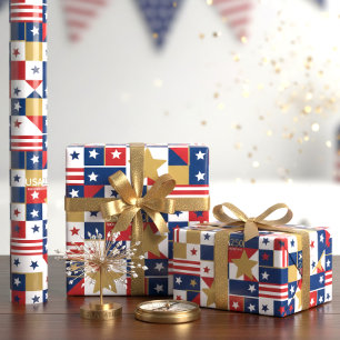 Papel De Regalo Geometric USA250 4 de Julio ID1315