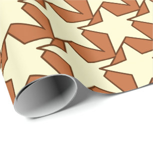 Papel De Regalo Geométrica de estrella moderna - crema y bronceado