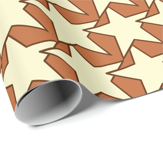 Papel De Regalo Geométrica de estrella moderna - crema y bronceado (Esquina del rollo)