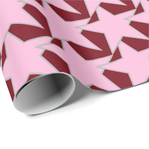 Papel De Regalo Geométrica de estrella moderna - rosa y borgoña
