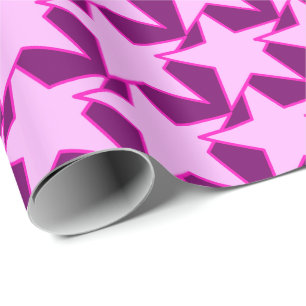 Papel De Regalo Geométrica de estrella moderna - rosa y púrpura am