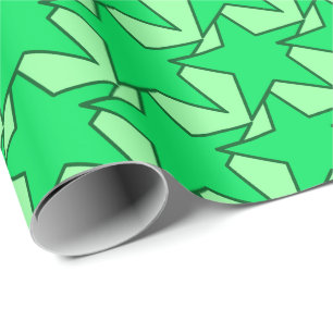 Papel De Regalo Geométrica de estrella moderna - verde esmeralda y