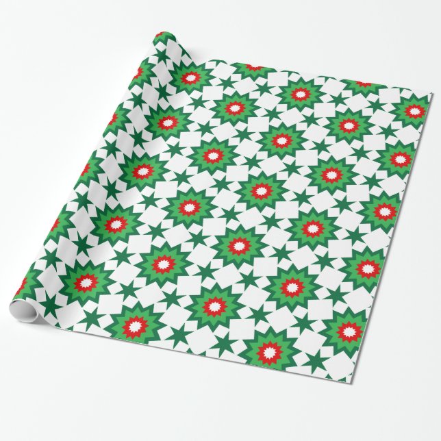 Papel De Regalo Geométrica de Starburst navidades (Desenrollado)