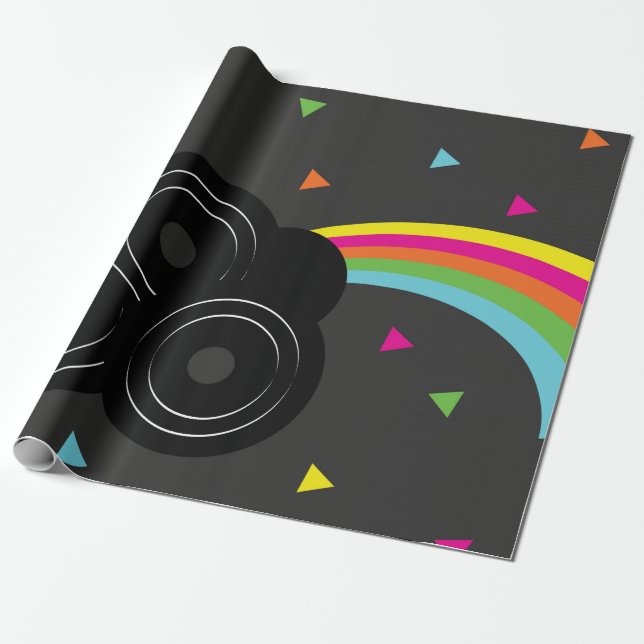 Papel De Regalo Geométrica del arcoiris de la música Records (Desenrollado)