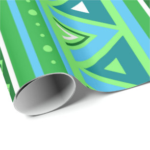 Papel De Regalo Geométrica, verde y acua del suroeste moderno