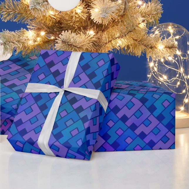 Papel De Regalo Geométrica violeta azul (Vacaciones)