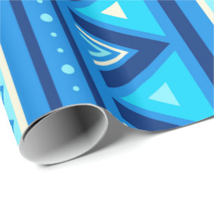 Papel De Regalo Geométrico al sudoeste moderno, azul y turquesa