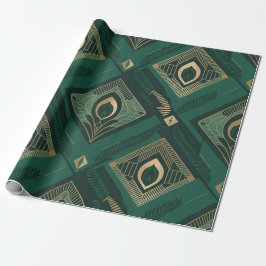 Papel de regalo geométrico Art Déco esmeralda