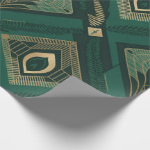 Papel de regalo geométrico Art Déco esmeralda